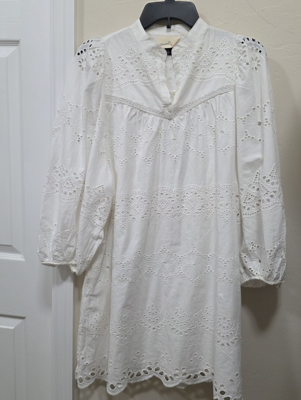 White Eyelet Cotton Tunic Dress